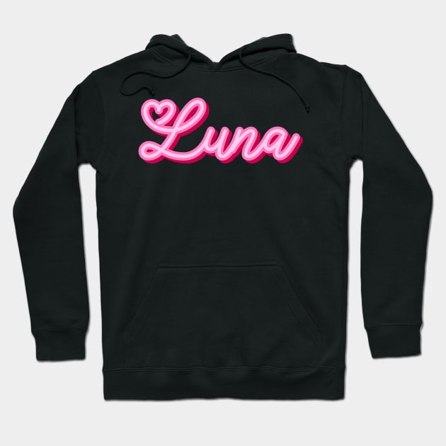 Luna name pink heart Hoodie by maoudraw